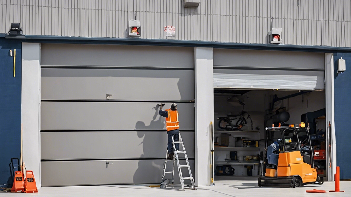 Expert Commercial Garage Door Repair Service Technician Inspecting a Warehouse Door"